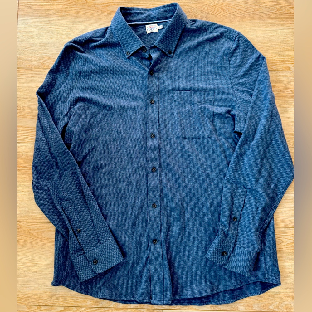 FAHERTY xxl organic cotton houndstooth knit button down